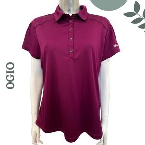 🛍️3/$40 OGIO Women’s Burgundy Performance Golf Top Polo Shirt Sleeve Shirt Large